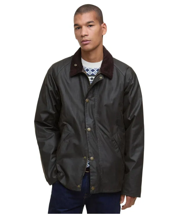 BARBOUR Giacca Uomo MWX2492 TRACKER AI 25/26 cerata con colletto classico OL71 OLIVE