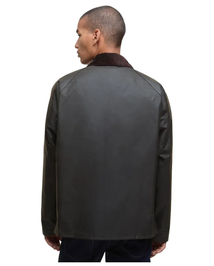 BARBOUR Giacca Uomo MWX2492 TRACKER AI 25/26 cerata con colletto classico OL71 OLIVE