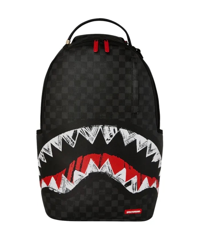 SPRAYGROUND Zaino Uomo 910B7102NSZ SCRIBBLE SHARK AI 25/26 con stampa check e shark 03 quadro black shark