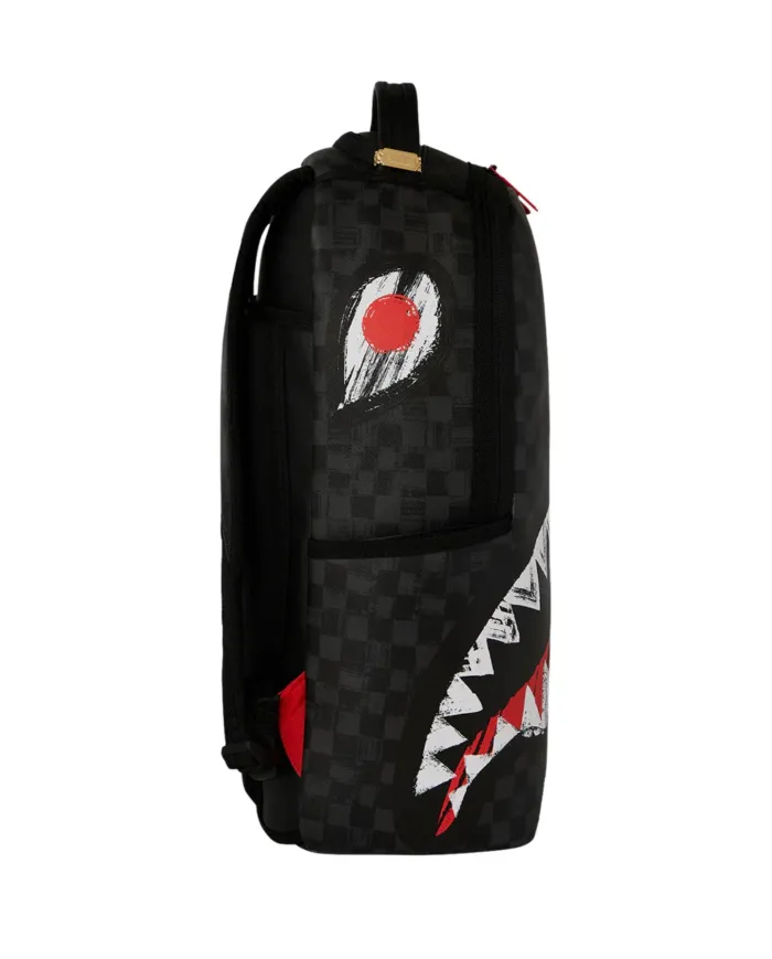 SPRAYGROUND Zaino Uomo 910B7102NSZ SCRIBBLE SHARK AI 25/26 con stampa check e shark 03 quadro black shark
