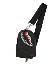 SPRAYGROUND Marsupio Uomo 910B8227NSZ SCRIBBLE SHARK AI 25/26 con tracolla e stampa check shark 05 CHECK BLACK