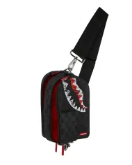 SPRAYGROUND Marsupio Uomo 910B8227NSZ SCRIBBLE SHARK AI 25/26 con tracolla e stampa check shark 05 CHECK BLACK