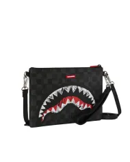 SPRAYGROUND Borsello Uomo 910B8229NSZ SCRIBBLE SHARK CROSSOVER AI 25/26 con stampa check e shark 01 BLACK
