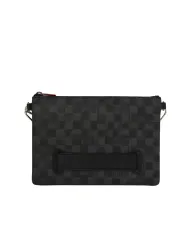 SPRAYGROUND Borsello Uomo 910B8229NSZ SCRIBBLE SHARK CROSSOVER AI 25/26 con stampa check e shark 01 BLACK