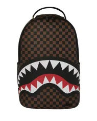 SPRAYGROUND Zaino Uomo 910B8232NSZ CHECK 2 EMBOSS AI 25/26 con stampa check e shark 06 CHECK BROWN