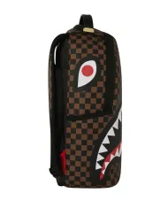 SPRAYGROUND Zaino Uomo 910B8232NSZ CHECK 2 EMBOSS AI 25/26 con stampa check e shark 06 CHECK BROWN