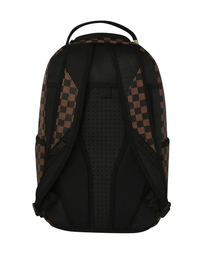 SPRAYGROUND Zaino Uomo 910B8232NSZ CHECK 2 EMBOSS AI 25/26 con stampa check e shark 06 CHECK BROWN