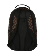 SPRAYGROUND Zaino Uomo 910B8232NSZ CHECK 2 EMBOSS AI 25/26 con stampa check e shark 06 CHECK BROWN