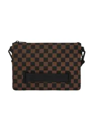 SPRAYGROUND Tracolla Donna 910B8239NSZ CHECK 2 EMBOSS CROSSOVER AI 25/26 con stampa check e shark 06 CHECK BROWN