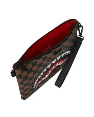 SPRAYGROUND Tracolla Donna 910B8239NSZ CHECK 2 EMBOSS CROSSOVER AI 25/26 con stampa check e shark 06 CHECK BROWN