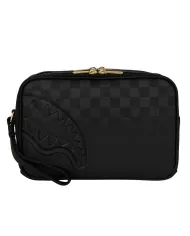 SPRAYGROUND Pochette Uomo 910B8280NSZ SPRITZ BLACK TOILETRY BAG AI 25/26 con stampa check e shark 05 CHECK BLACK