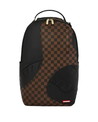 SPRAYGROUND Zaino Uomo 910B8281NSZ JETSTREAM BROWN AI 25/26 con stampa check e shark 07 brown/black
