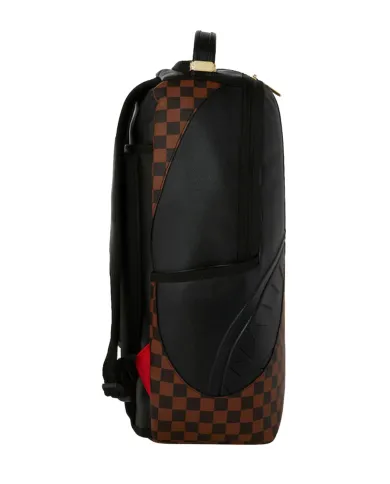 SPRAYGROUND Zaino Uomo 910B8281NSZ JETSTREAM BROWN AI 25/26 con stampa check e shark 07 brown/black