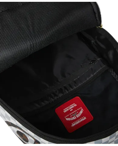 SPRAYGROUND Zaino Uomo 910B8290NSZ CREAM AND BROWN TEAR CHECK AI 25/26 con stampa check e shark 06 CHECK BROWN