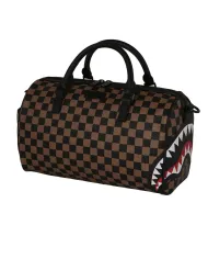 SPRAYGROUND Borsa Donna 910D8236NSZ CHECK 2 EMBOSS MINI DUFFLE AI 25/26 con stampa check e patch shark 06 CHECK BROWN