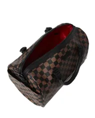 SPRAYGROUND Borsa Donna 910D8236NSZ CHECK 2 EMBOSS MINI DUFFLE AI 25/26 con stampa check e patch shark 06 CHECK BROWN