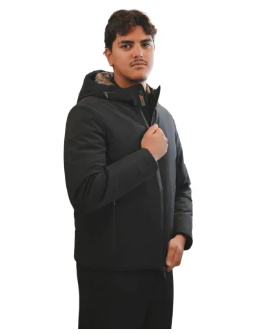 HESKIMO Giubotto Uomo HE9440005 AI 25/26 nylon basic con cappuccio 04 NERO