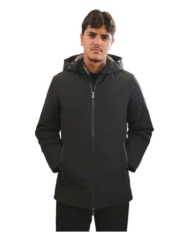 HESKIMO Parka Uomo HE9440006 AI 25/26 nylon waterproof con cappuccio 04 NERO