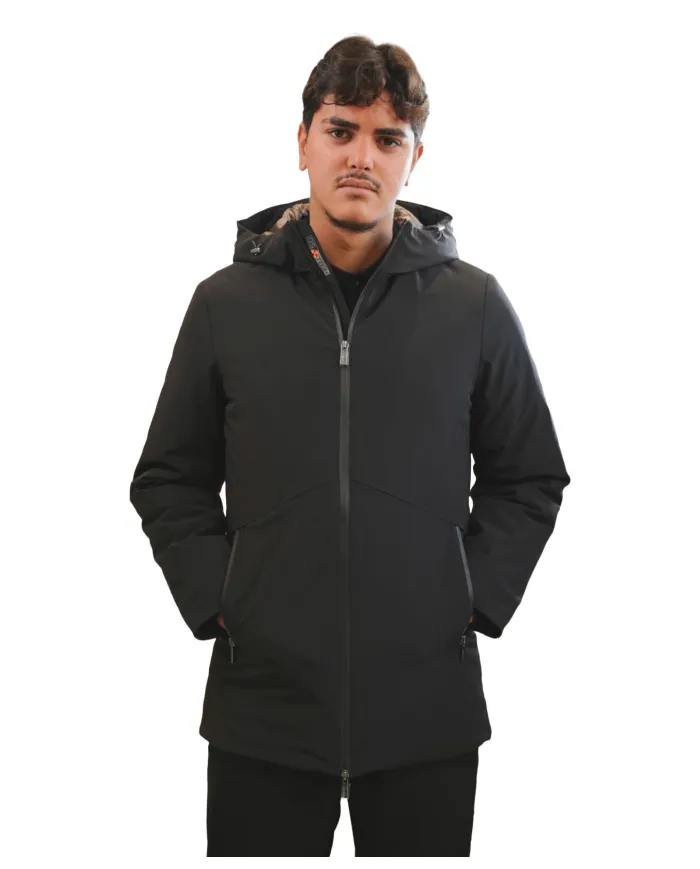 HESKIMO Parka Uomo HE9440006 AI 25/26 nylon waterproof con cappuccio 04 NERO