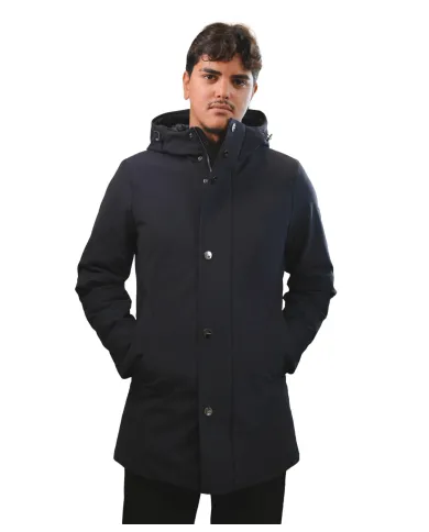 HESKIMO Parka Uomo HE9440015 AI 25/26 nylon lungo con chiusura a bottoni 02 BLUE