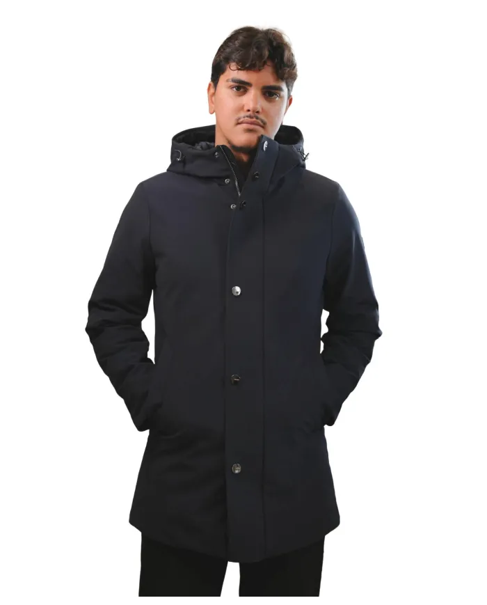 HESKIMO Parka Uomo HE9440015 AI 25/26 nylon lungo con chiusura a bottoni 02 BLUE