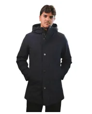 HESKIMO Parka Uomo HE9440015 AI 25/26 nylon lungo con chiusura a bottoni 02 BLUE