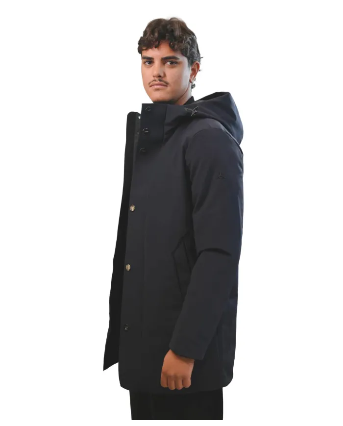 HESKIMO Parka Uomo HE9440015 AI 25/26 nylon lungo con chiusura a bottoni 02 BLUE