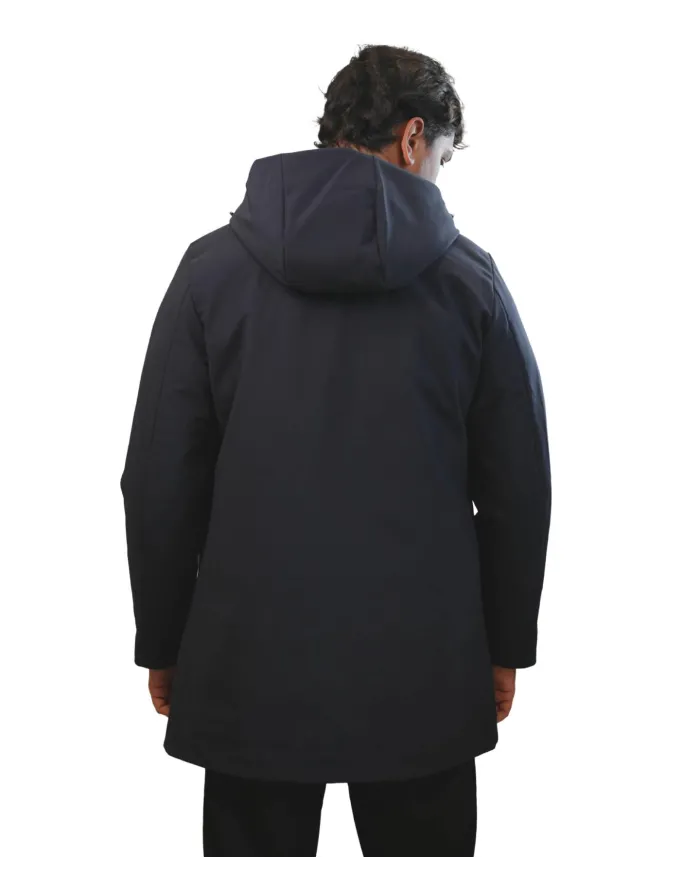 HESKIMO Parka Uomo HE9440015 AI 25/26 nylon lungo con chiusura a bottoni 02 BLUE