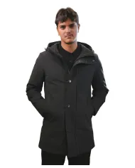 HESKIMO Parka Uomo HE9440015 AI 25/26 nylon lungo con chiusura a bottoni 04 NERO