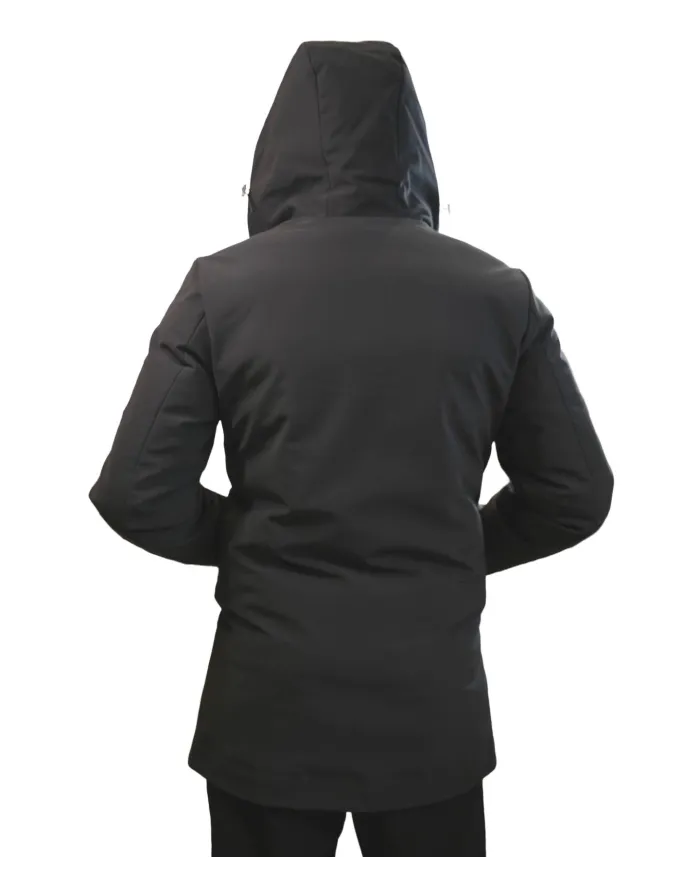 HESKIMO Parka Uomo HE9440015 AI 25/26 nylon lungo con chiusura a bottoni 04 NERO