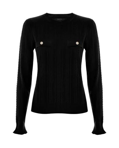 KOCCA Maglia Donna A25PMA7372ABUN0000 JUDE AI 25/26 lavorazione a treccie 00016 NERO