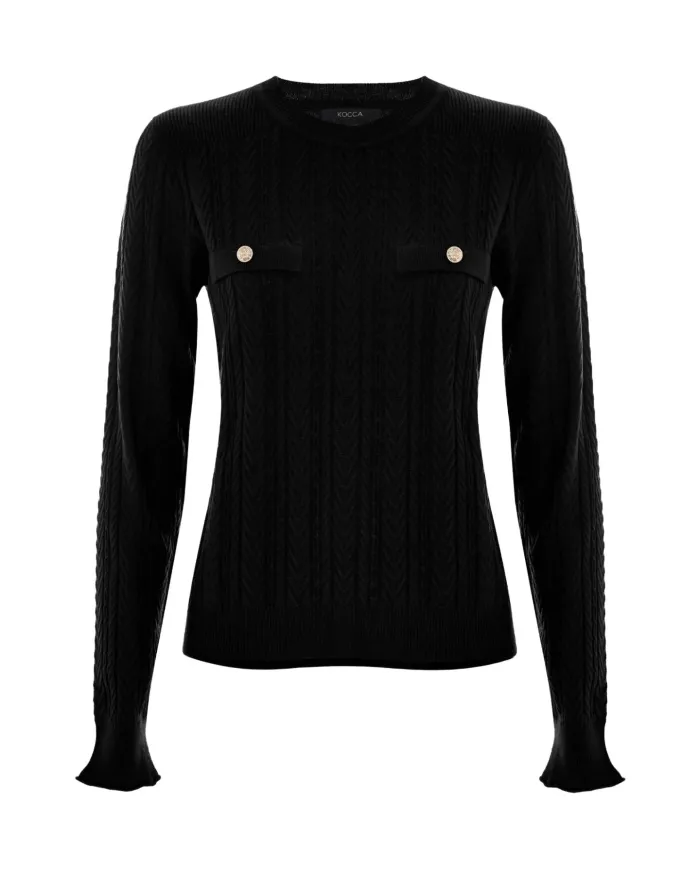 KOCCA Maglia Donna A25PMA7372ABUN0000 JUDE AI 25/26 lavorazione a treccie 00016 NERO