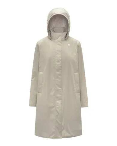 K-WAY Giaccone Donna K2135VW SONJA AI 25/26 lungo con cappuccio rimovobile e fodera in ecopelliccia B2X Beige cashmere-Grey