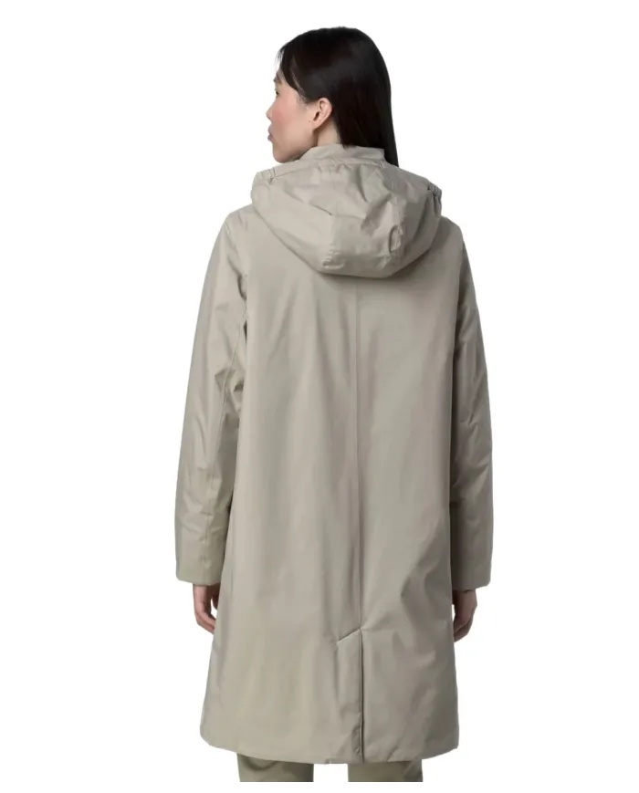 K-WAY Giaccone Donna K2135VW SONJA AI 25/26 lungo con cappuccio rimovobile e fodera in ecopelliccia B2X Beige cashmere-Grey