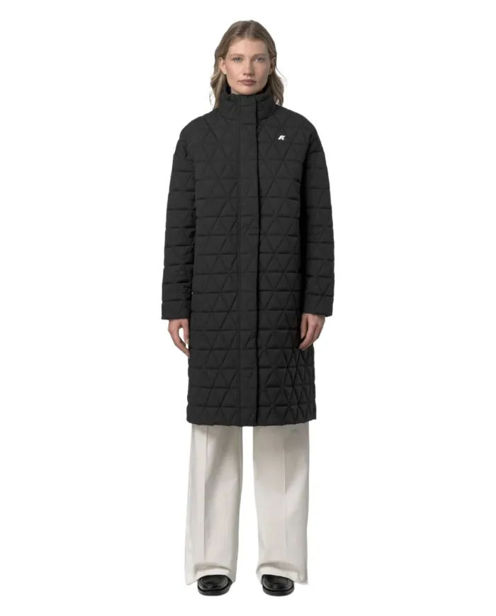 K-WAY Cappotto Donna K2136IW SONJA AI 25/26 lungo trapuntato idrorepellente con collo alto USY Black