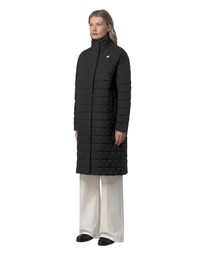 K-WAY Cappotto Donna K2136IW SONJA AI 25/26 lungo trapuntato idrorepellente con collo alto USY Black