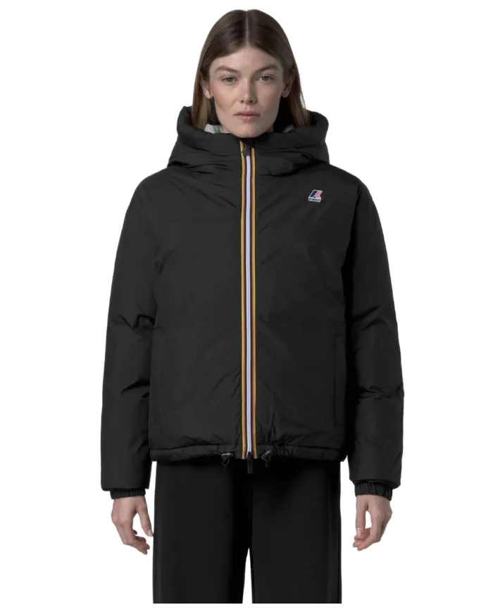 K-WAY Piumino Donna K3135LW LE VRAI 4 ALBINE AI 25/26 corto con cappuccio USY Black