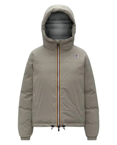 K-WAY Piumino Donna K3135LW LE VRAI 4 ALBINE AI 25/26 corto con cappuccio in piuma 633 Green Oak