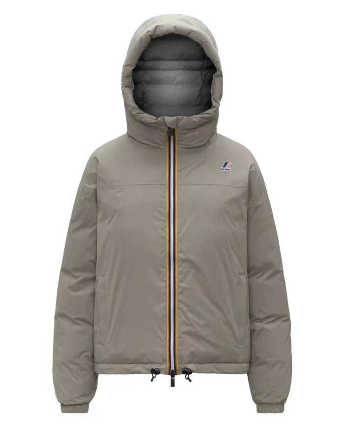 K-WAY Piumino Donna K3135LW LE VRAI 4 ALBINE AI 25/26 corto con cappuccio in piuma 633 Green Oak