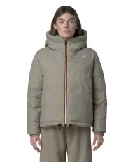 K-WAY Piumino Donna K3135LW LE VRAI 4 ALBINE AI 25/26 corto con cappuccio in piuma 633 Green Oak