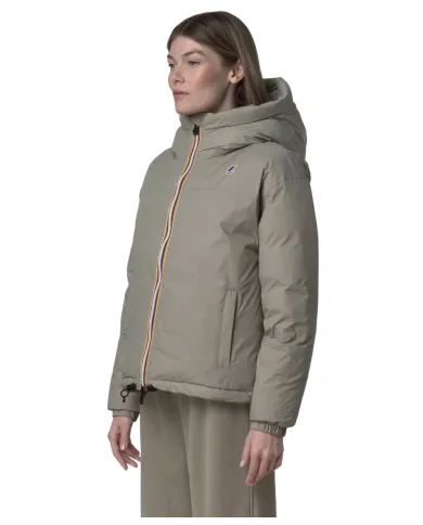 K-WAY Piumino Donna K3135LW LE VRAI 4 ALBINE AI 25/26 corto con cappuccio in piuma 633 Green Oak