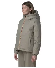K-WAY Piumino Donna K3135LW LE VRAI 4 ALBINE AI 25/26 corto con cappuccio in piuma 633 Green Oak