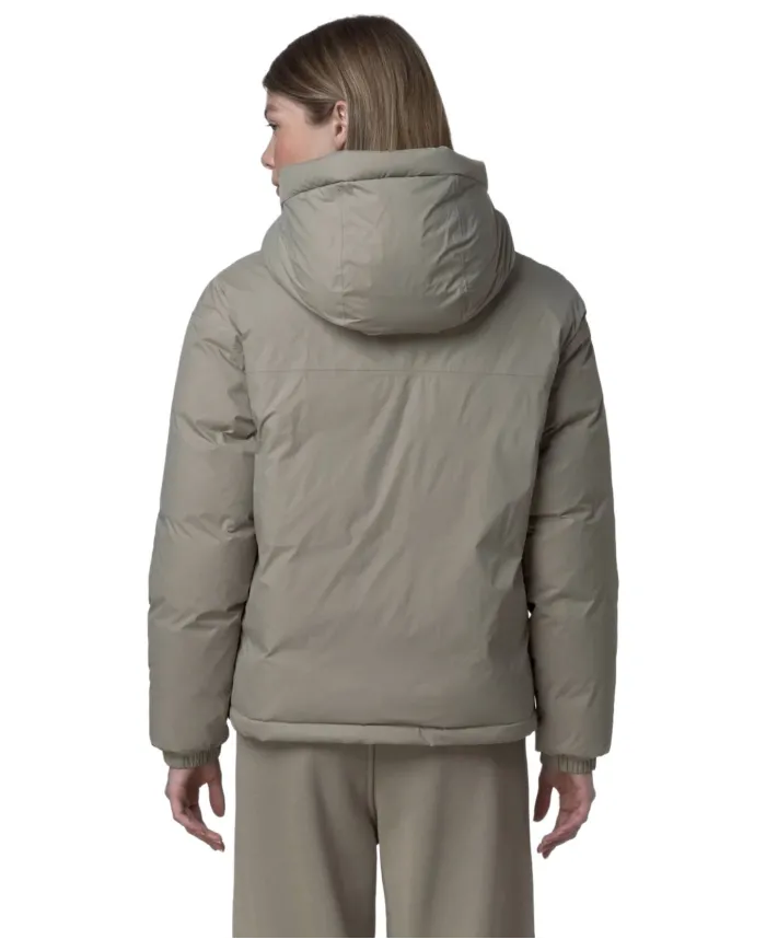 K-WAY Piumino Donna K3135LW LE VRAI 4 ALBINE AI 25/26 corto con cappuccio in piuma 633 Green Oak