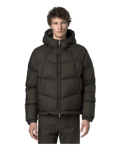 K-WAY Piumino Uomo K7136GW QUILL AI 25/26 nylon con motivo trapuntato B38 Black Olive combo