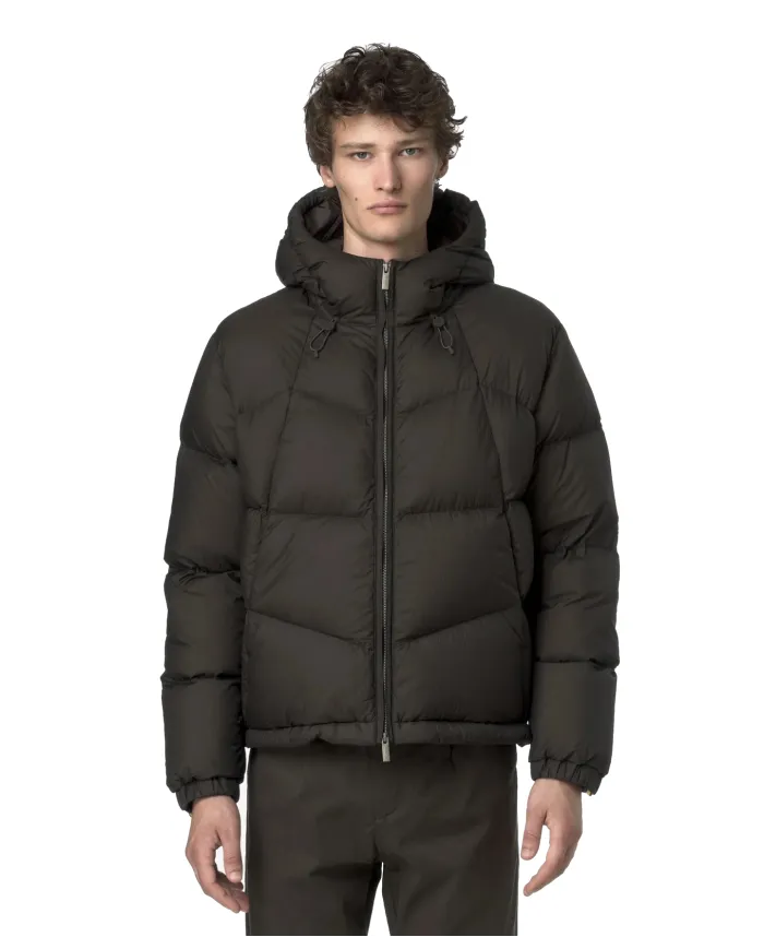 K-WAY Piumino Uomo K7136GW QUILL AI 25/26 nylon con motivo trapuntato B38 Black Olive combo
