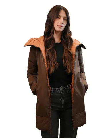 Piumino Donna reversibile marrone/arancio MLW24162 DOTTIE | MUSEUM