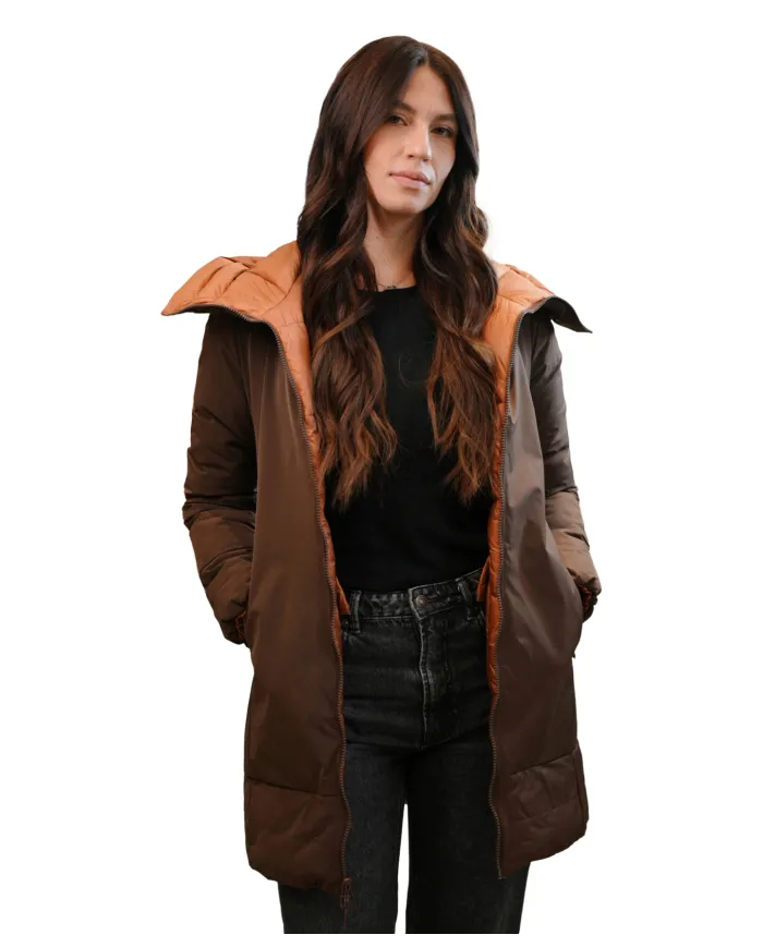 Piumino Donna reversibile marrone/arancio MLW24162 DOTTIE | MUSEUM