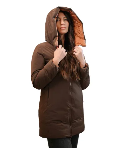 Piumino Donna reversibile marrone/arancio MLW24162 DOTTIE | MUSEUM