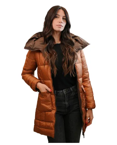 Piumino Donna reversibile marrone/arancio MLW24162 DOTTIE | MUSEUM